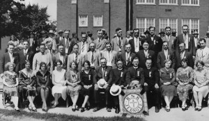 KSKJ members taking group photo in black and white