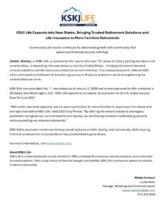 KSKJ Life press release announcing KSKJ Life expands, issued January 2026.