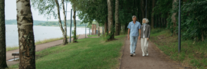 Retired couple reviewing safe retirement savings options together